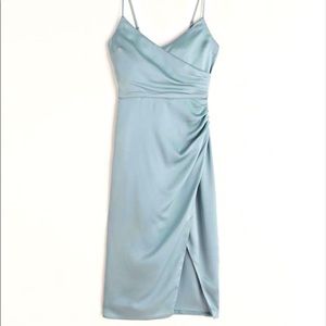 Abercrombie & Fitch Satin Wrap Midi Dress